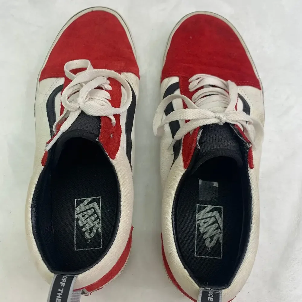 Vans Off the Wall Mens Sz 10.5 Old Skool Red Black White Colorblock Webbing READ
